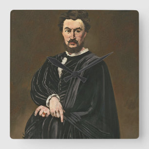 Relógio Quadrado Manet o ator do Tragedian (Rouviere como Hamlet)