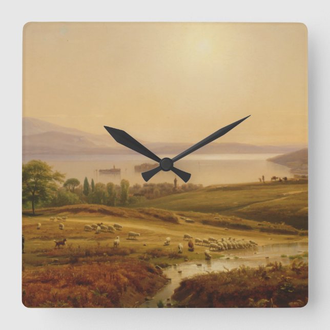 Relógio Quadrado Manhã no Lago Maggiore (Frente)