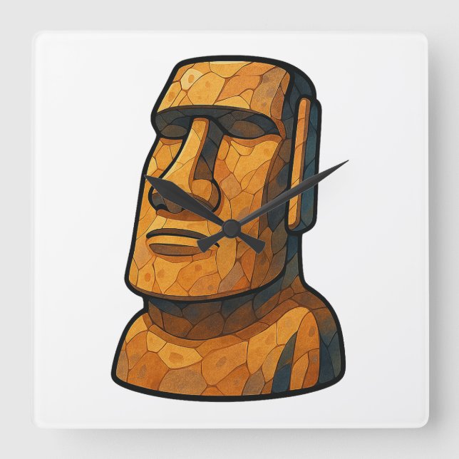 Relógio Quadrado Maoi Stoic Statue (Frente)