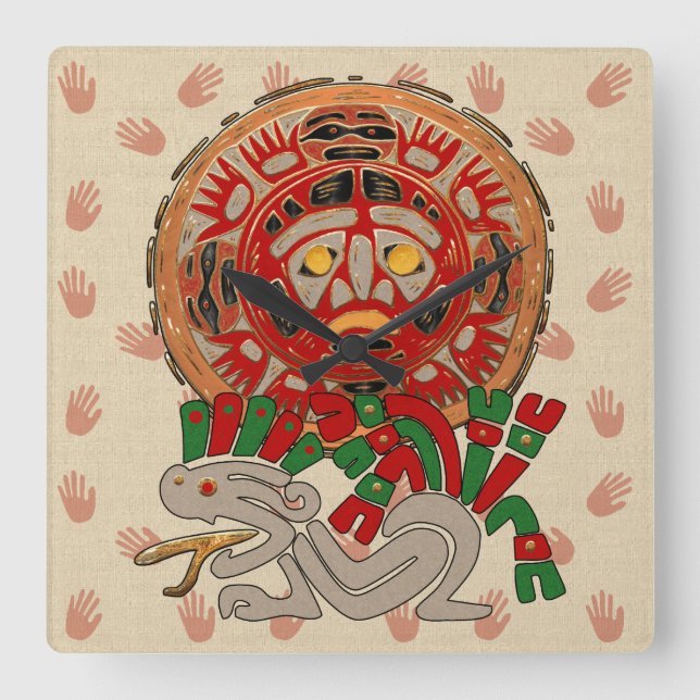 Relógio Quadrado Mãos Pelo Sol (Frente)