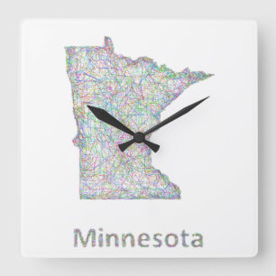 Relógio Quadrado mapa do Minnesota