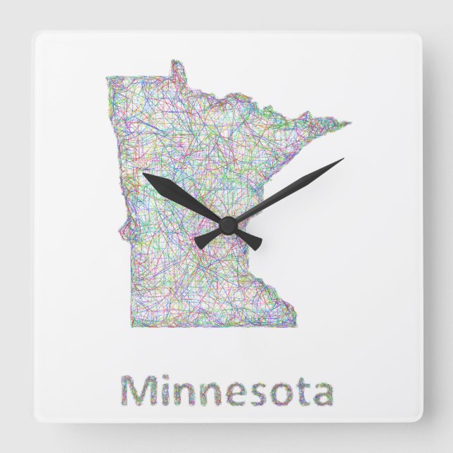 Relógio Quadrado mapa do Minnesota (Frente)