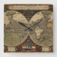 Mapa do Mundo Vintage em 1595 por Jodocus Hondius