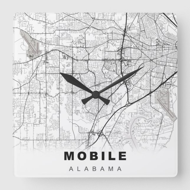 Relógio Quadrado Mapa móvel (Frente)