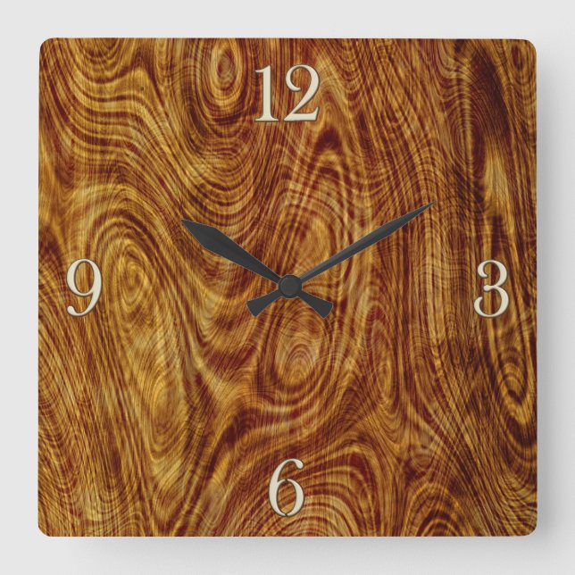 Relógio Quadrado Maple Burlwood Nature Tree Wood Effect Clock (Frente)