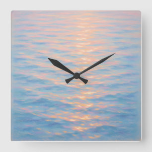 Relógio Quadrado Mar de Brilho - Estilo de Pintura Pastel