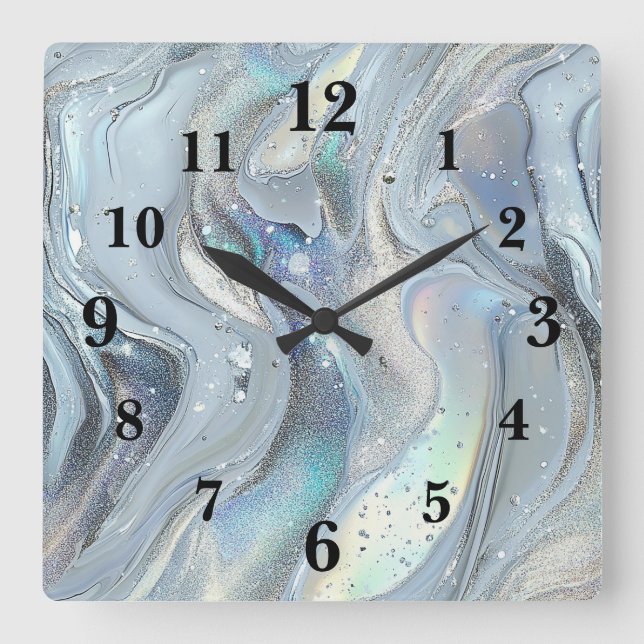 Relógio Quadrado Marble Dreams in Blue (Frente)