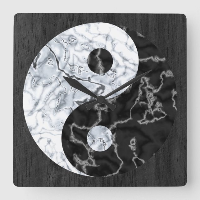 Relógio Quadrado Marble Yin Yang Symbol (Frente)