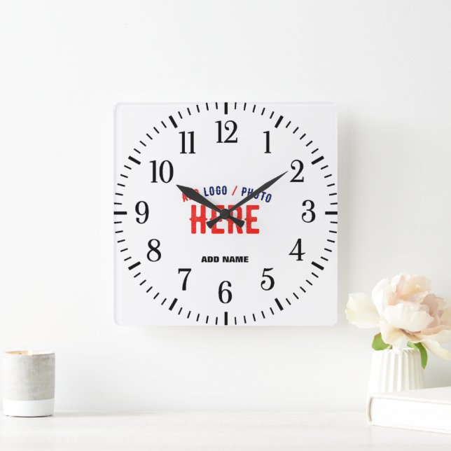 RELÓGIO QUADRADO MARCA VERIFICADA BRANCA PERSONALIZÁVEL MODERNA (Lar)