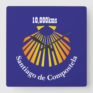 Relógio Quadrado Marcador de concha de vieira do Caminho dos Peregr