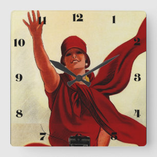 Relógio Quadrado Marcello Dudovich Art Deco "Camera Advertisement"