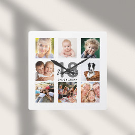 Relógio Quadrado marco da colagem personalizada de fotos de 18 anos