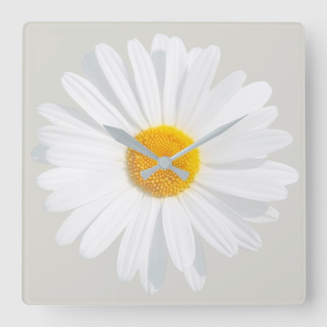 Relógio Quadrado margarida branca (Frente)