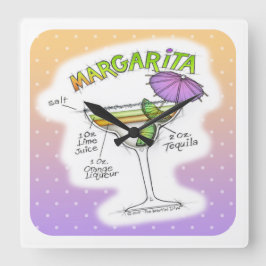 RELÓGIO QUADRADO MARGARITA RECIPE COCKTAIL ART