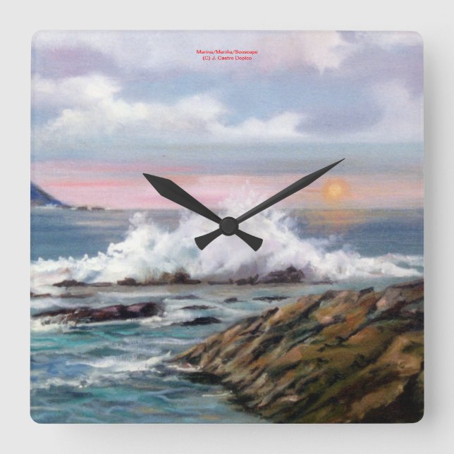 Relógio Quadrado Marina/Mariña/Seascape (Frente)