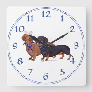 Relógio Quadrado Marinheiros do Dachshund