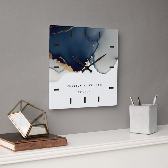 Relógio Quadrado Marinho Azul Boho Praia Casamento Aniversário Keep (Escritório)