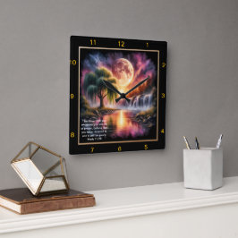 Relógio Quadrado Mark 11:24 Expressão Espiritual: Presente Personal