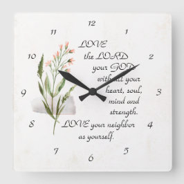 Relógio Quadrado Mark 12:30-31 AME o SENHOR seu DEUS