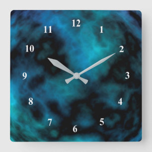 Relógio Quadrado Mármaco Azul Faux