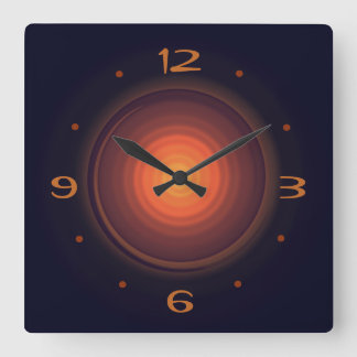 Relógio Quadrado Marrom profundo com centro de espiral Dourado>Reló