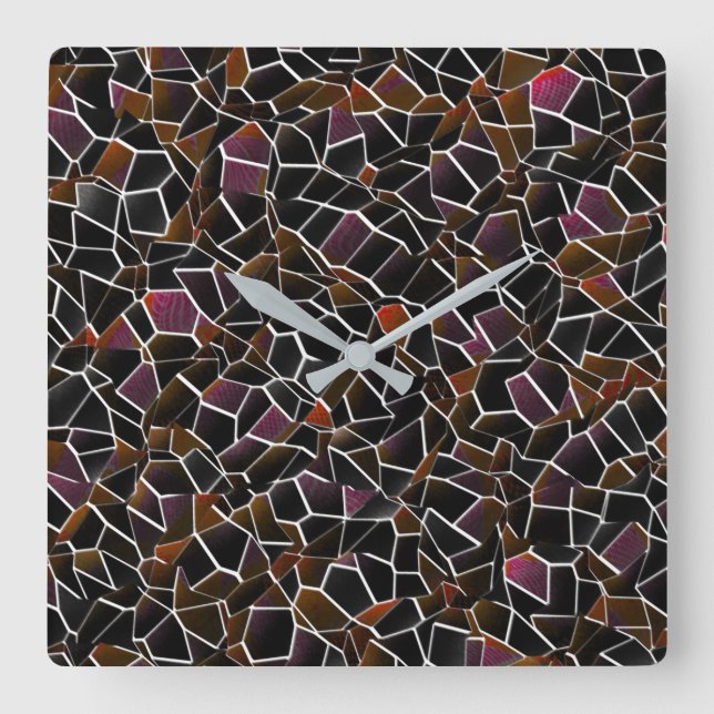 Relógio Quadrado Marrom-sujo para mosaico de vinho irregular sobre  (Frente)