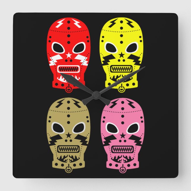 Relógio Quadrado Máscaras de Concurso luta (Frente)
