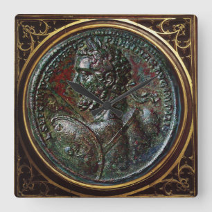 RELÓGIO QUADRADO MEDALHÃO DE BRONZE ROMANO ANTIGO SEPTIMUS SEVERUS