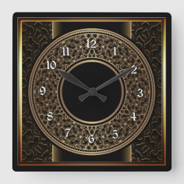 Relógio Quadrado Medalhão Dourado Chic