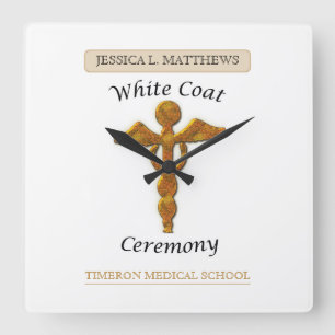 Relógio Quadrado Medicina Dourada de Cerimônia de Casaco Branco, I