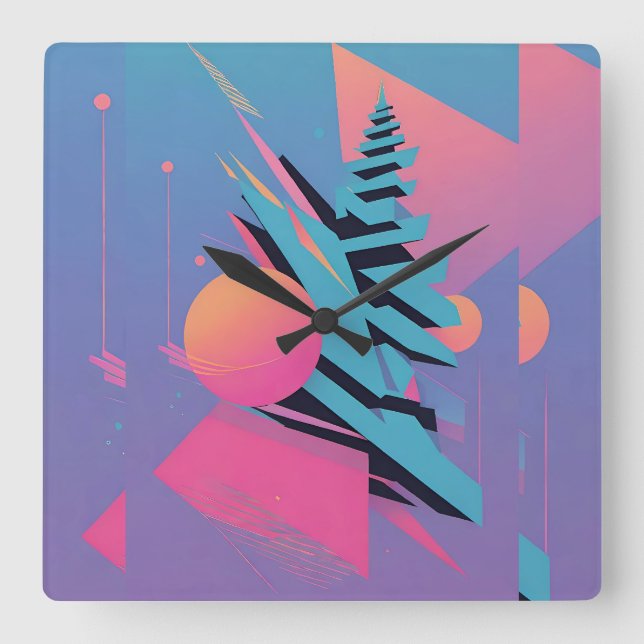 Relógio Quadrado Médio do século Design - Ken Gage Art (Frente)