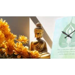 Relógio Quadrado Meditação de Instrutor Yoga Pose Bodhi Leaf Citaçõ