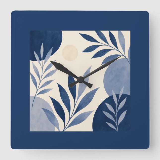 Relógio Quadrado Mediterranean Botanical Wall Clock (Frente)