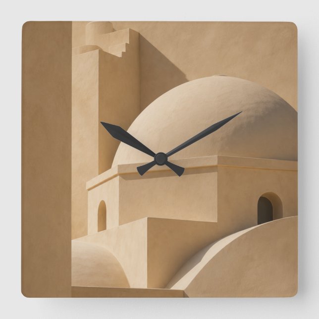 Relógio Quadrado Mediterranean Dome Wall Clock, Minimalist Neutral  (Frente)