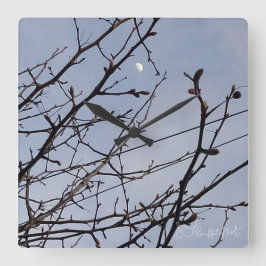 Relógio Quadrado Meia Lua na Lua de Verão