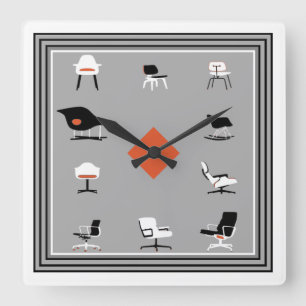 Relógio Quadrado Meio século de Cores Retroativas