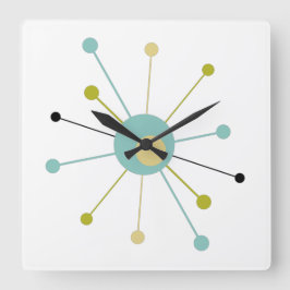 Relógio Quadrado Meio século de Starburst de Era Atômica Moderno