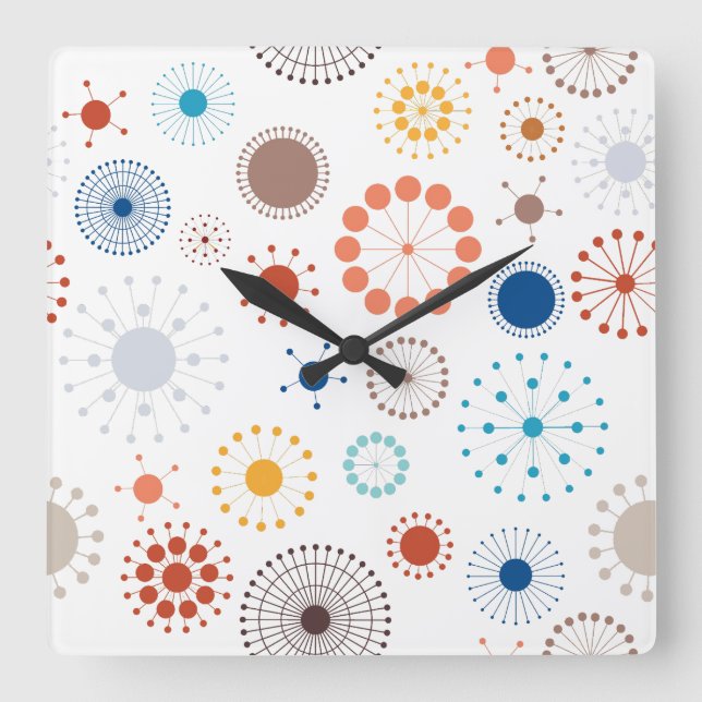 Relógio Quadrado Meio século Modern Starburst (Frente)