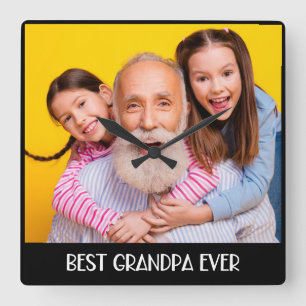 Relógio Quadrado Melhor Avô do Mundo Foto Simples Avô