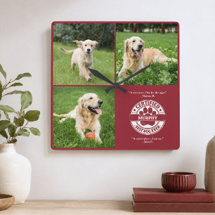 Relógio Quadrado Melhor Cão de Todos os Tempos 3 Foto Vermelha