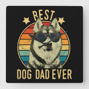 Relógio Quadrado Melhor pai de cão Presente para o pai siberiano
