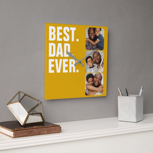 Relógio Quadrado Melhor Pai de Oferta de Fotografias do Dia de os p (Escritório)