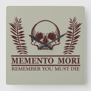 Relógio Quadrado Memento mori crânio