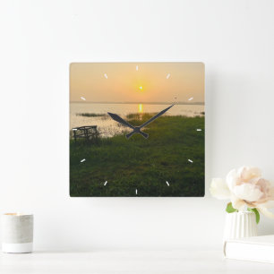 Relógio Quadrado Memórias de Fotografias Personalizadas Simples Qua