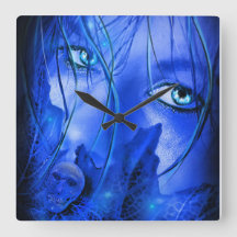 MENINA AZUL COM MEDO OCULTO COM CRÂNIO