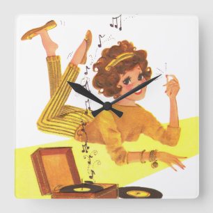 Relógio Quadrado menina da música dos anos 60