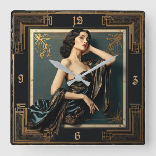 Relógio Quadrado Menina Elegante Art Déco