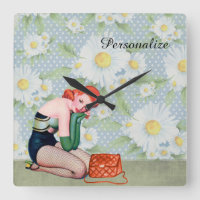 Menina retro do Pin-acima do Redhead