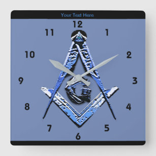 Relógio Quadrado Mentes Masônicas (Azul)