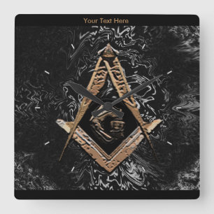 Relógio Quadrado Mentes Masônicas (GoldenSwish)